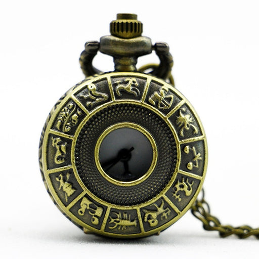 Antique Bronze Constellations Zodiac Pocket Watch
