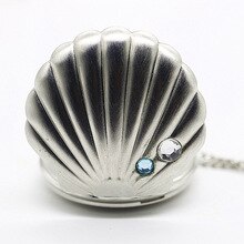 Silver Lovely Shells Necklace Pendant White Dial Quartz Pocket Watch
