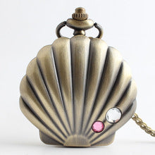 Silver Lovely Shells Necklace Pendant White Dial Quartz Pocket Watch