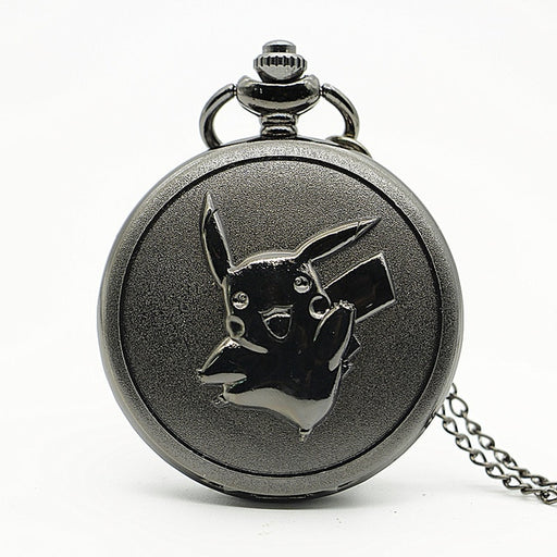 Pikachu Black Quartz Pocket Watch