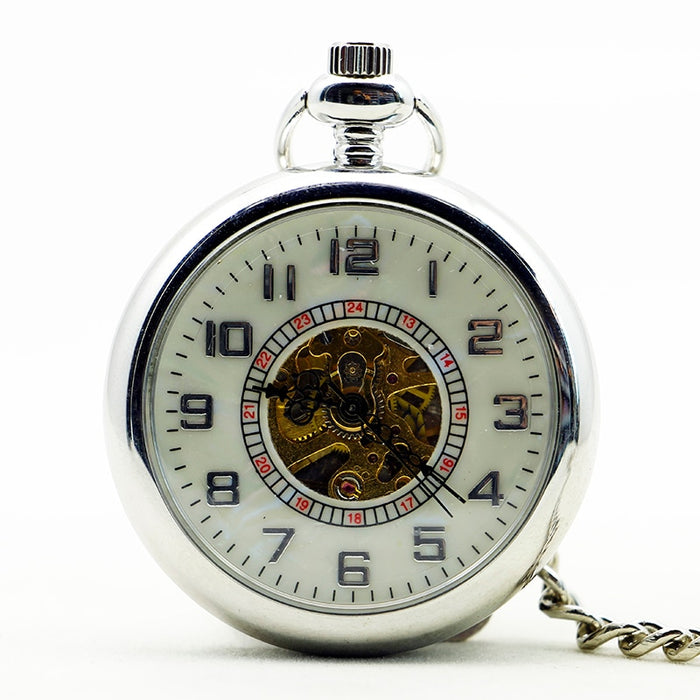 Automatic Mechanical Silver Pocket Watch