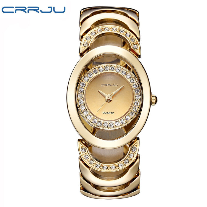 Stainless Steel Rhinestone Quartz Watch
