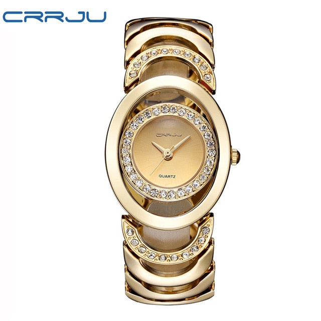 Stainless Steel Rhinestone Quartz Watch
