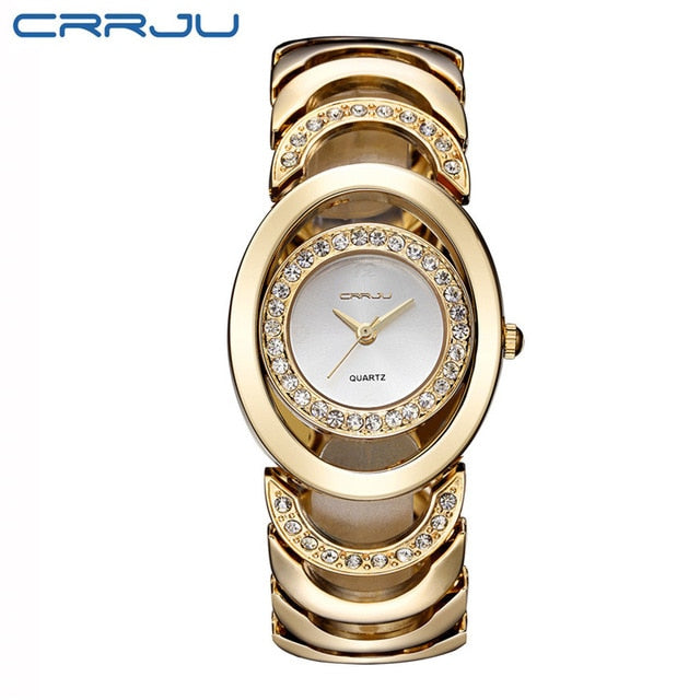 Stainless Steel Rhinestone Quartz Watch