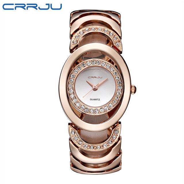 Stainless Steel Rhinestone Quartz Watch