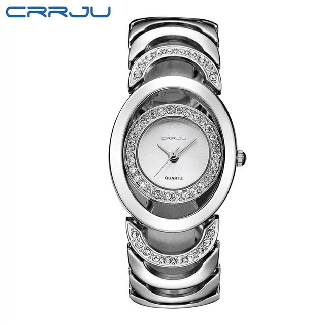 Stainless Steel Rhinestone Quartz Watch