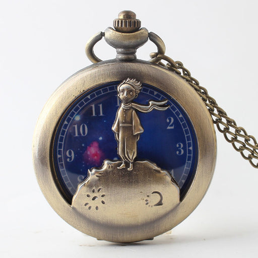 Retro Antique Bronze Little Prince Quartz Pocket Watch